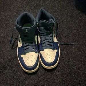 Jordan Navy and White High-Top Sneakers